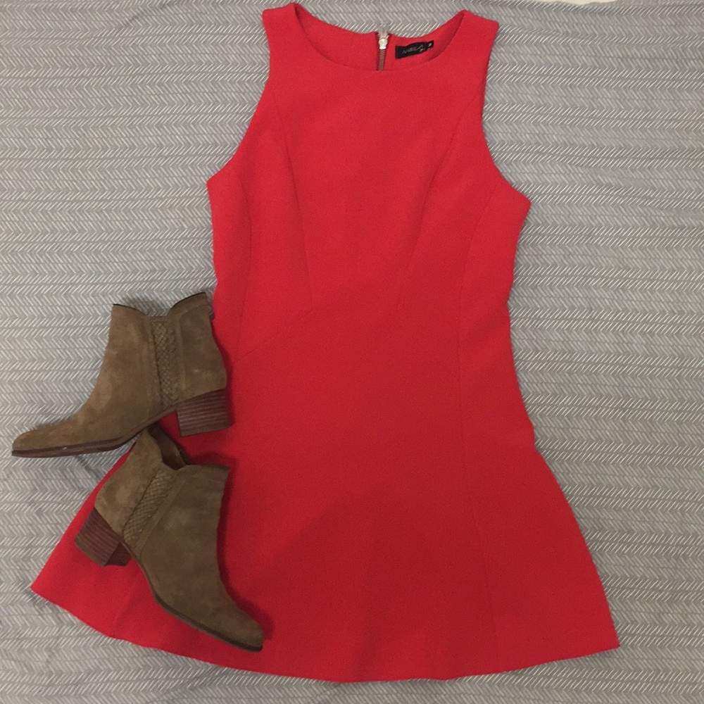 Nabila Deep Coral Pink, Fit/Flare Dress